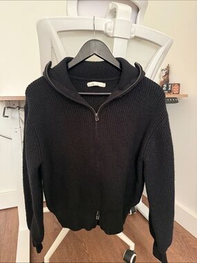 Black Funnel Neck Knit Sweater